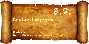 Breier Hargitta névjegykártya